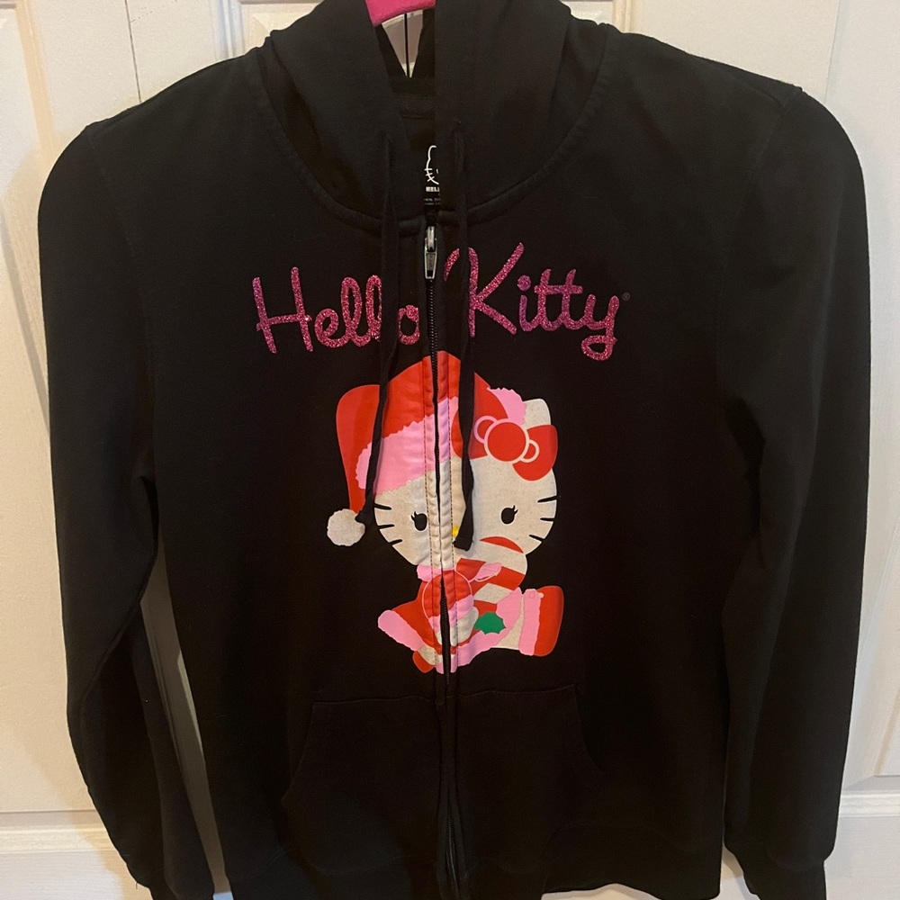Black Hello kitty zip up sweater with hood